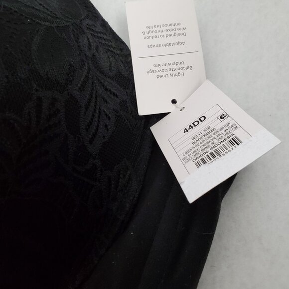 Auden Bras 44DD Set of 2 Black Lightly Lined Balconette Coverage Underwire - Picture 5 of 7